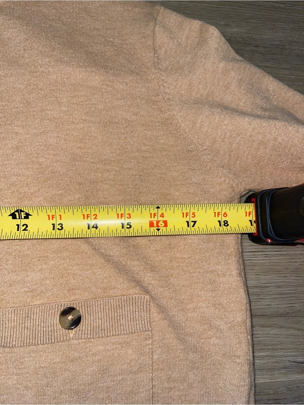 Zara Camel Button-Front Cardigan with Patch Pockets - Picture 5 of 7